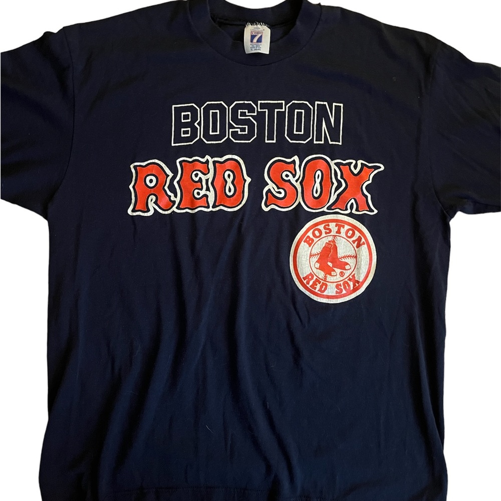 VINTAGE Boston Red Sox Mens Shirt Extra Large Blue Single Stitch Logo 7 1988